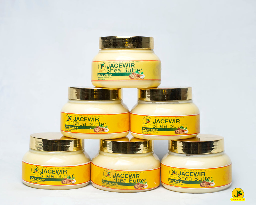 JACEWIR Shea Butter jars arranged in a pyramid