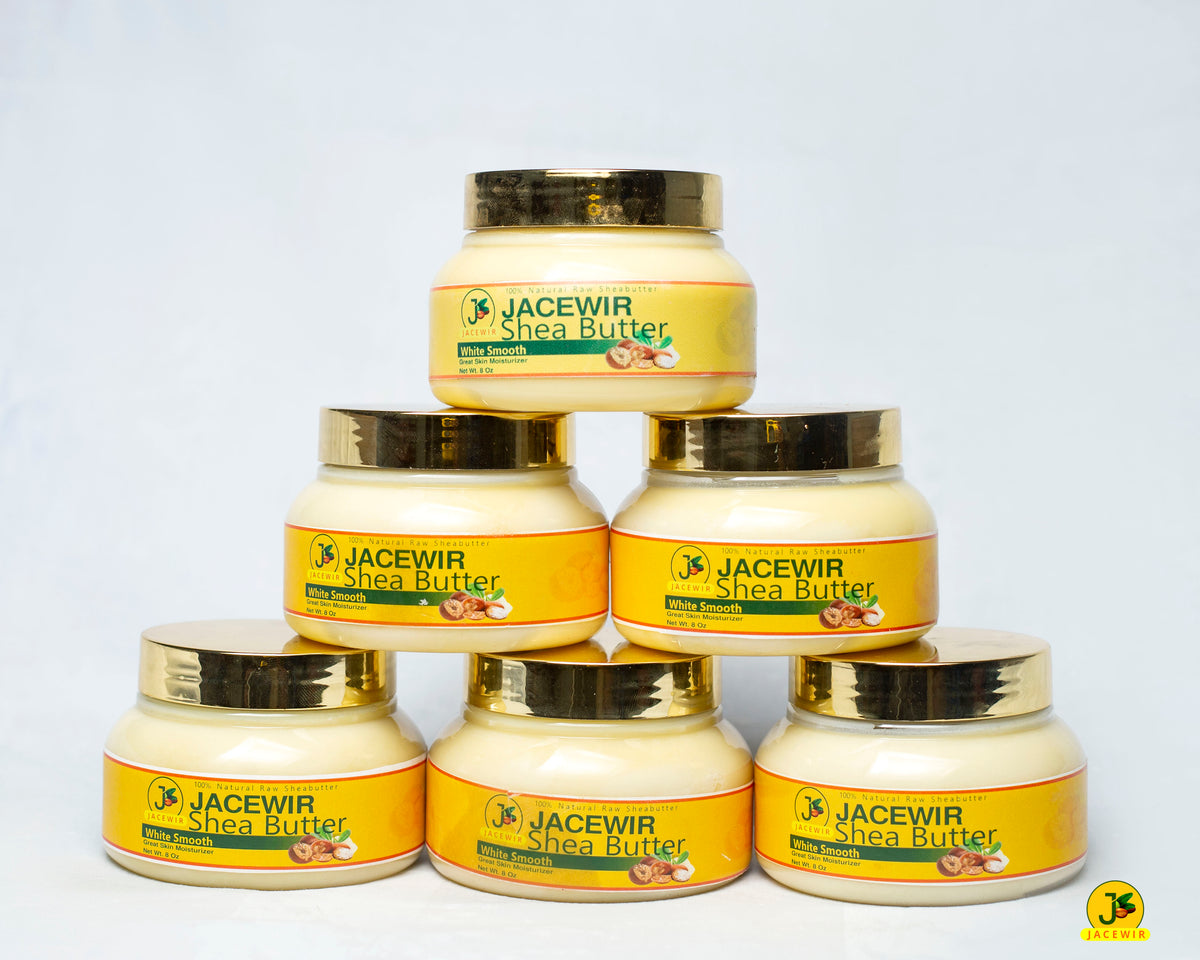 JACEWIR Shea Butter jars arranged in a pyramid